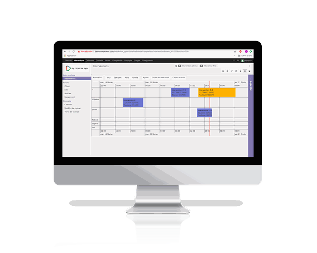 Odoo - Echantillon n°1 pour trois colonnes